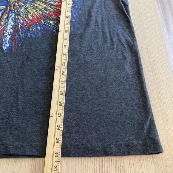 Zero Foxtrot USA Mens XL Graphic Grey Crew Neck Tee Indian Skull Warchief - Picture 8 of 8